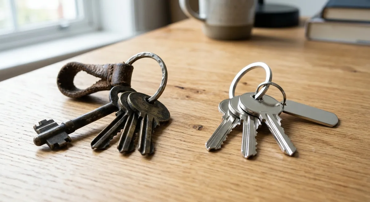 Deux trousseaux de clés sur un bureau