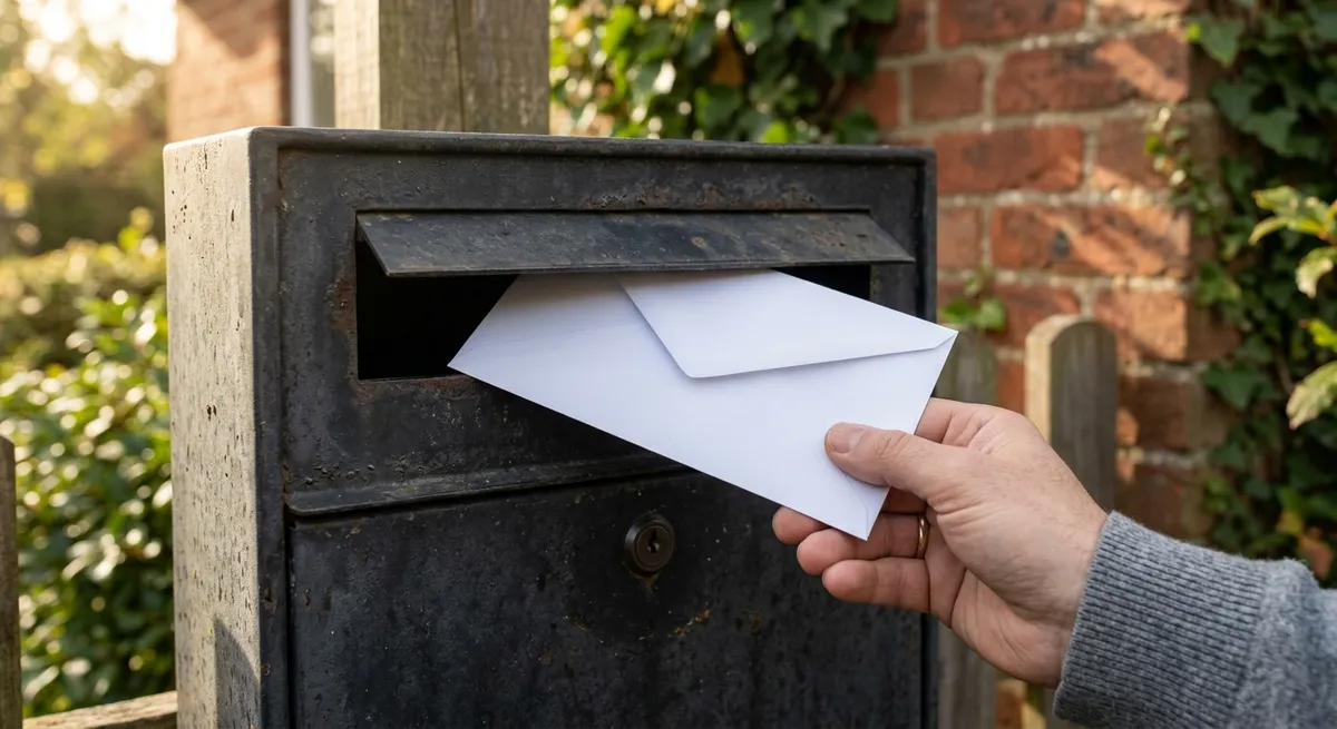 Enveloppe glissée dans une boîte aux lettres