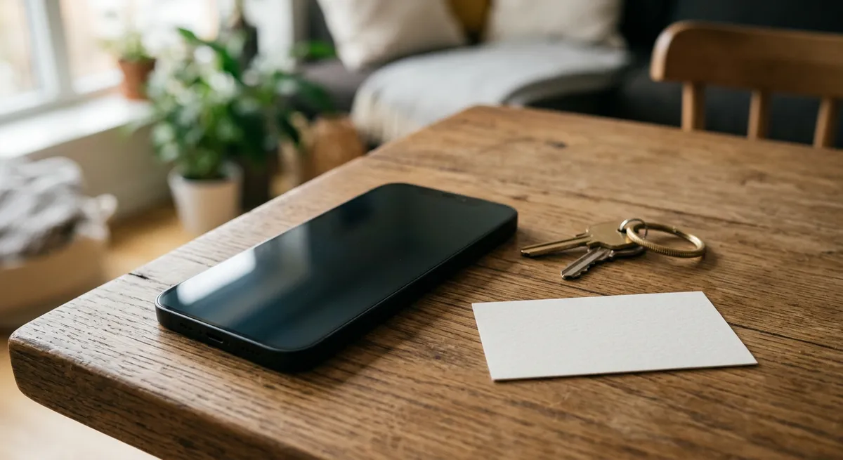Smartphone et clés sur une table