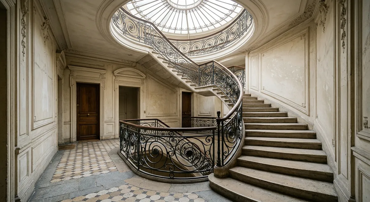 Hall d'entrée d'immeuble parisien