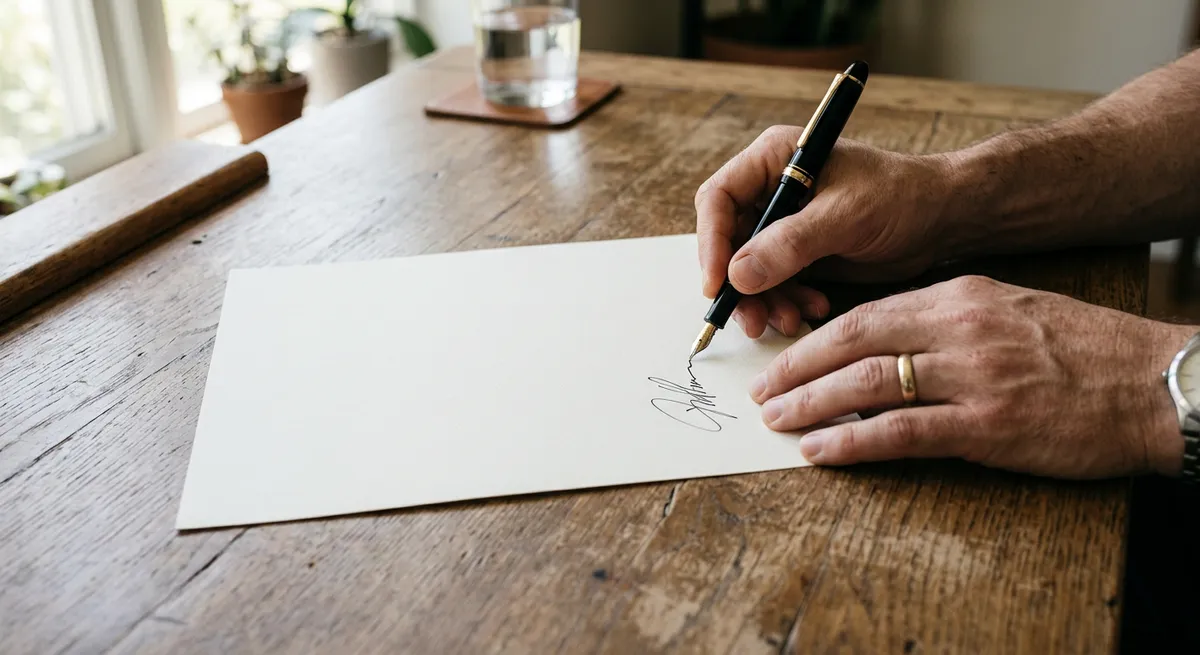 Mains qui signent un document
