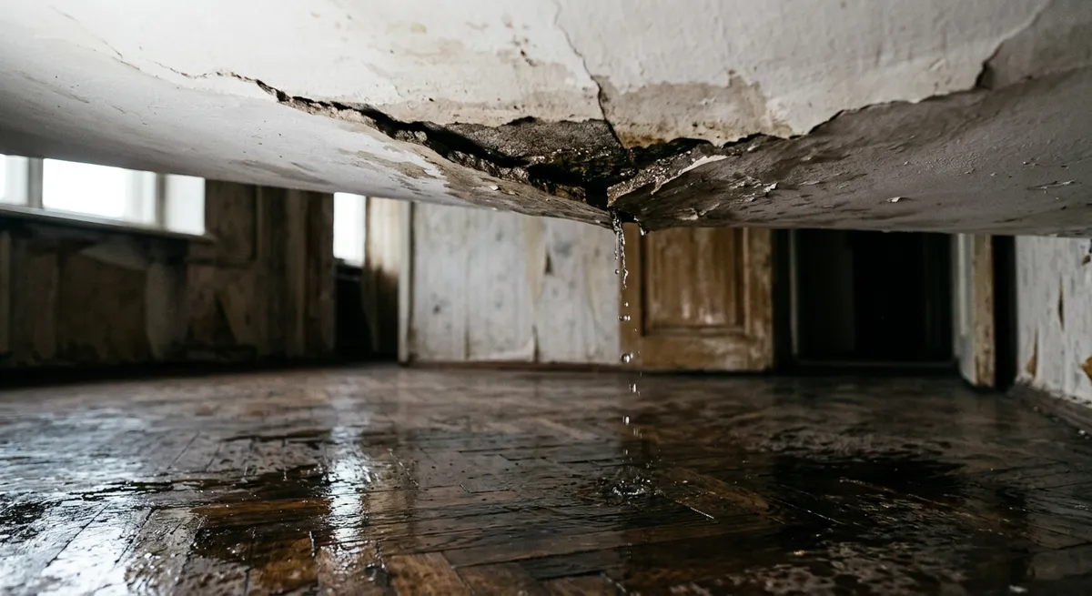 Plafond endommagé par un dégât des eaux